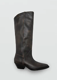 Worn-look leather boots