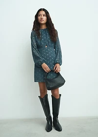 Printed dress with lurex cut-out