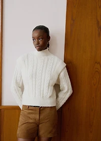 Knitted sweater with perkins neck