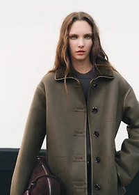 Faux-shearling leather-effect coat