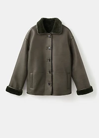 Faux-shearling leather-effect coat