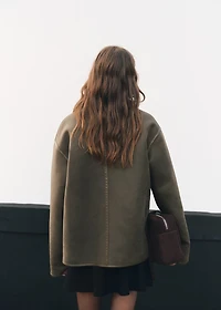 Faux-shearling leather-effect coat