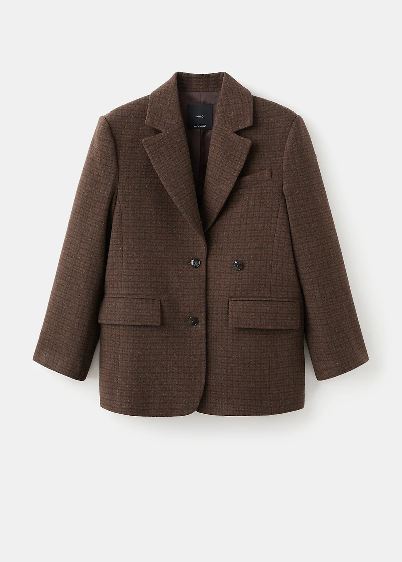 Micro houndstooth wool blazer