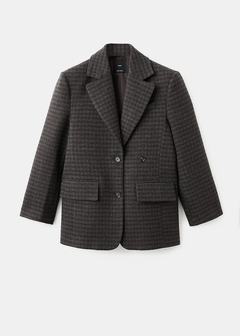 Micro houndstooth wool blazer