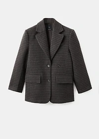 Micro houndstooth wool blazer