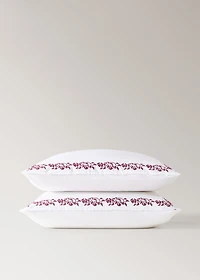 300-thread count satin cotton pillowcase with cross-stitch embroidery 23.62x23.62