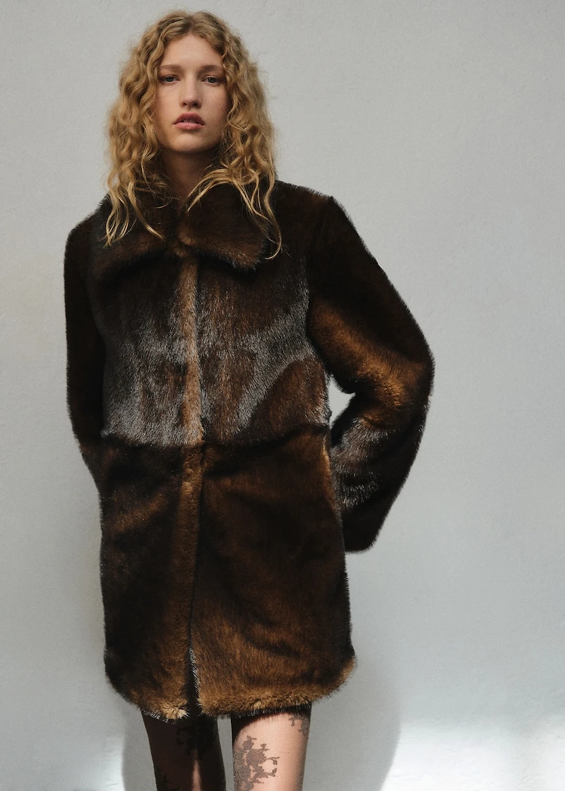 Midi faux fur effect coat