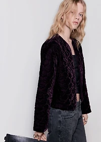 Velvet bomber jacket with stitching