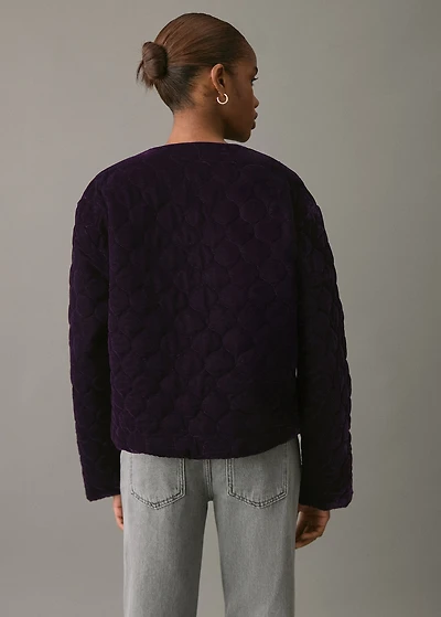 Velvet bomber jacket with stitching