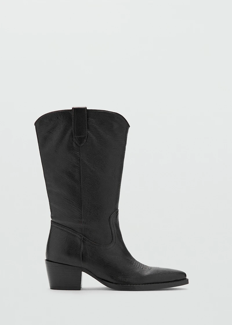 Leather pointed ankle boots