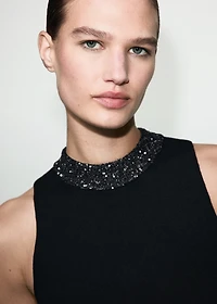 Knitted dress with sequin collar