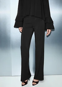 Straight-fit pants with elastic waist