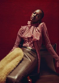 Lace blouse with ruff collar