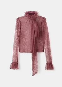 Lace blouse with ruff collar