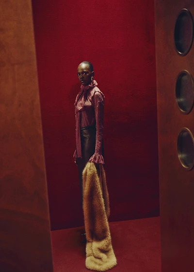 Lace blouse with ruff collar