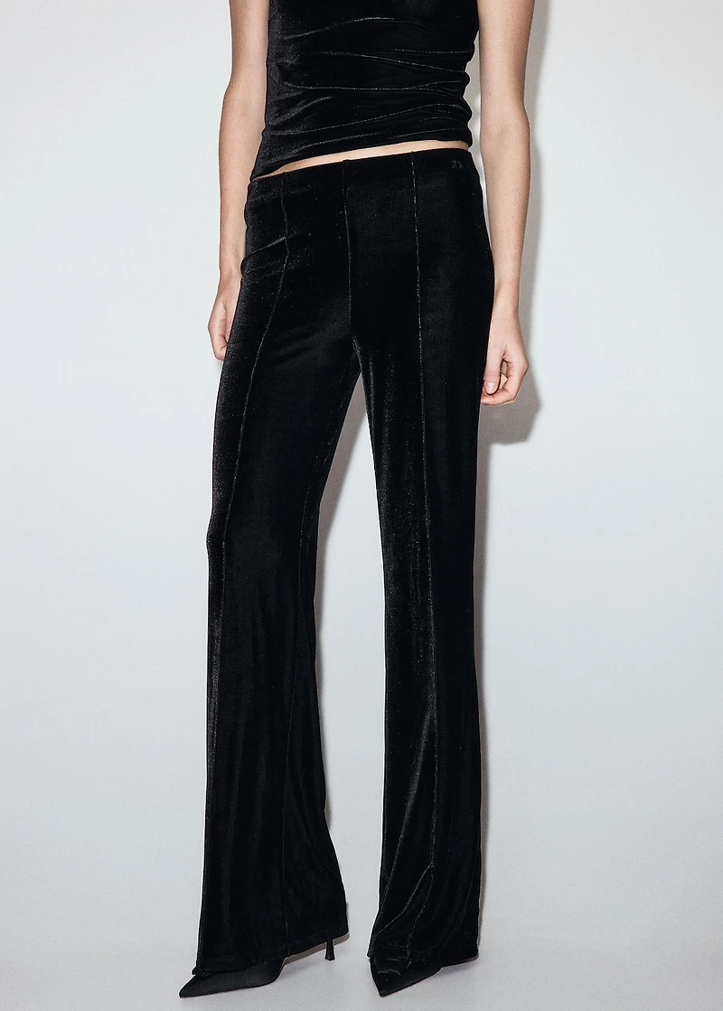 Velvet pants with seam detail