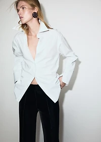 Velvet pants with seam detail