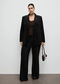 Velvet pants with seam detail
