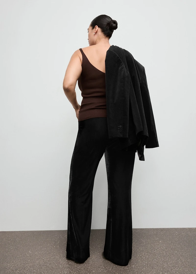 Velvet pants with seam detail