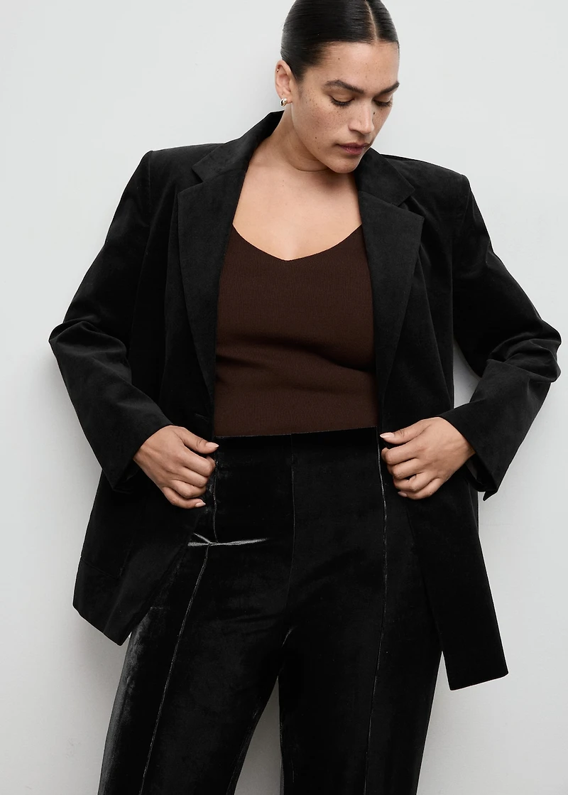 Velvet pants with seam detail