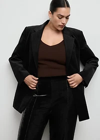 Velvet pants with seam detail