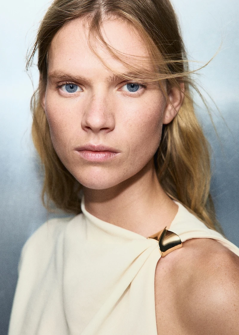 Asymmetrical blouse with metallic detail