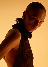 Lace top with ruff collar