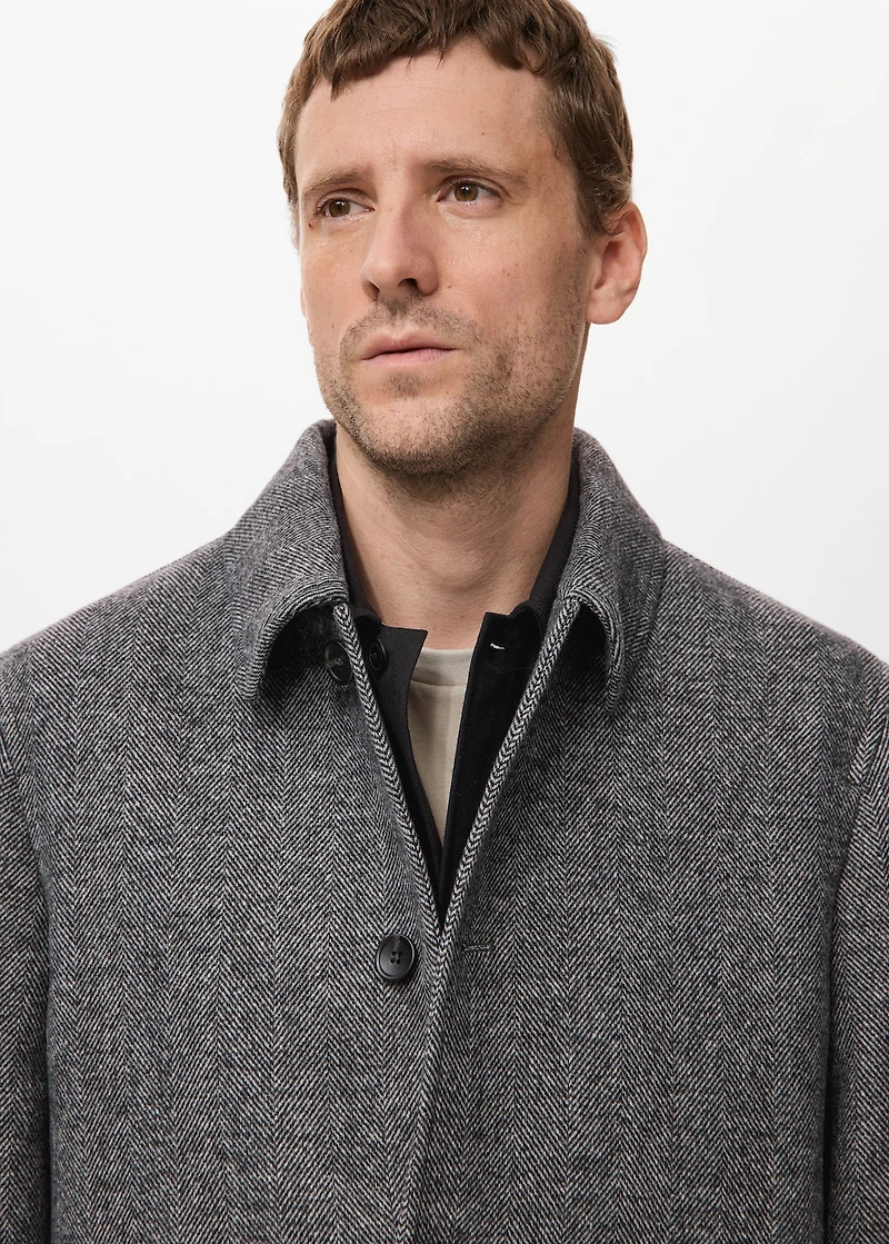 Herringbone wool-blend coat