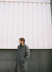 Herringbone wool-blend coat
