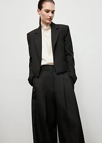 Wide-leg pleated suit pants