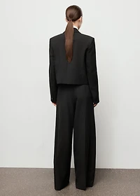 Wide-leg pleated suit pants