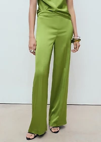Satin straight-fit pants