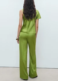 Satin straight-fit pants