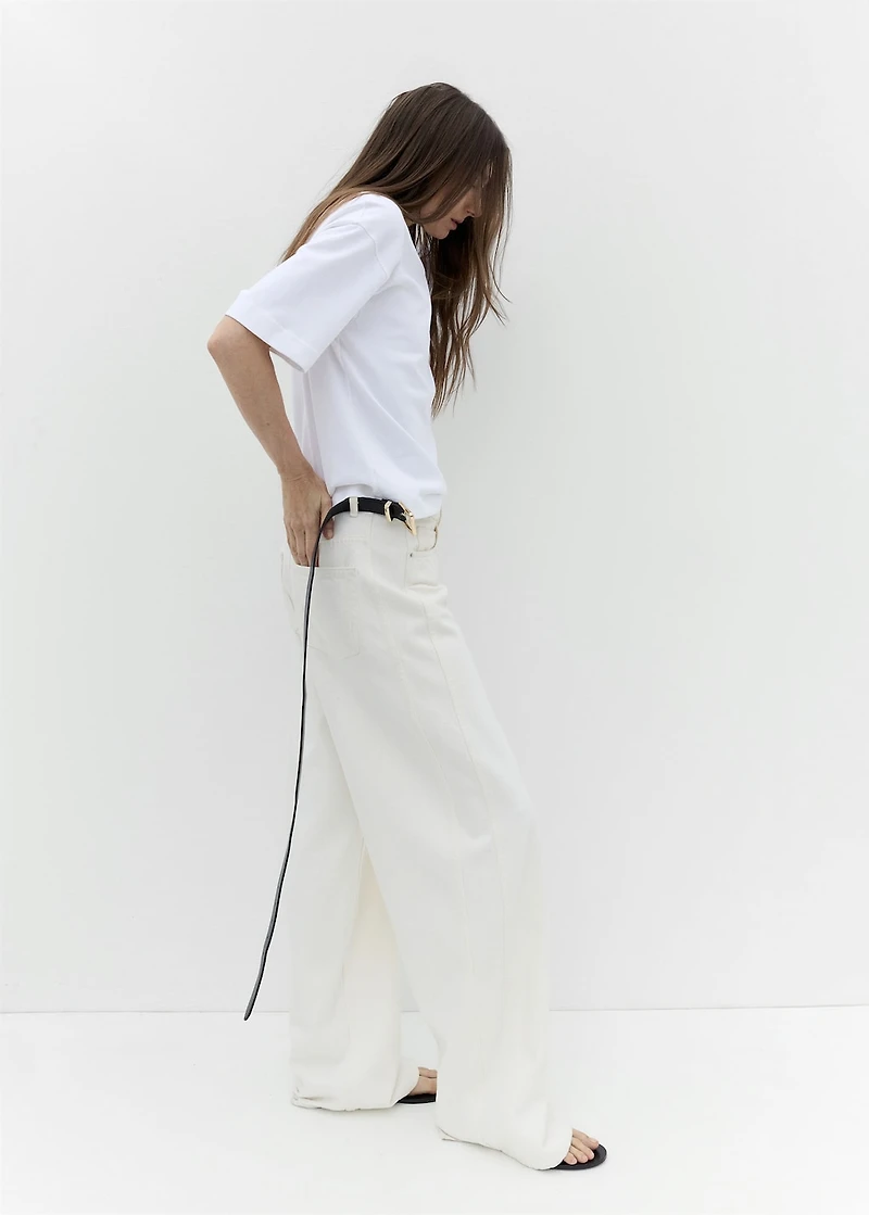 Stitched belt with square buckle