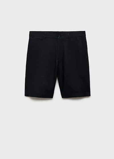 Slim-fit 100% linen bermuda shorts