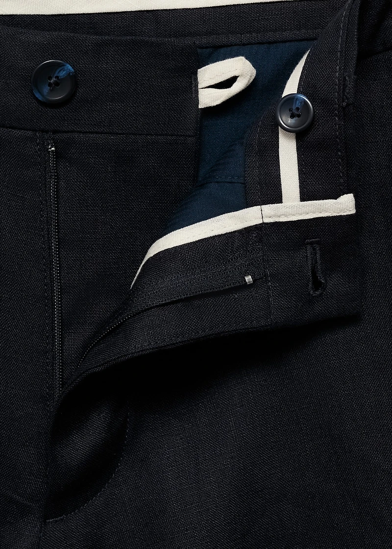 Slim-fit 100% linen bermuda shorts