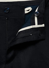 Slim-fit 100% linen bermuda shorts