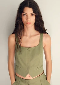 Linen-blend suit vest