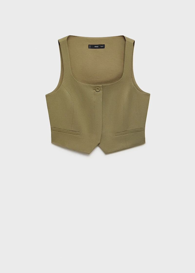 Linen-blend suit vest