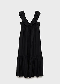 Long dress with ruffle neckline