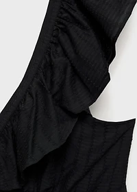 Long dress with ruffle neckline