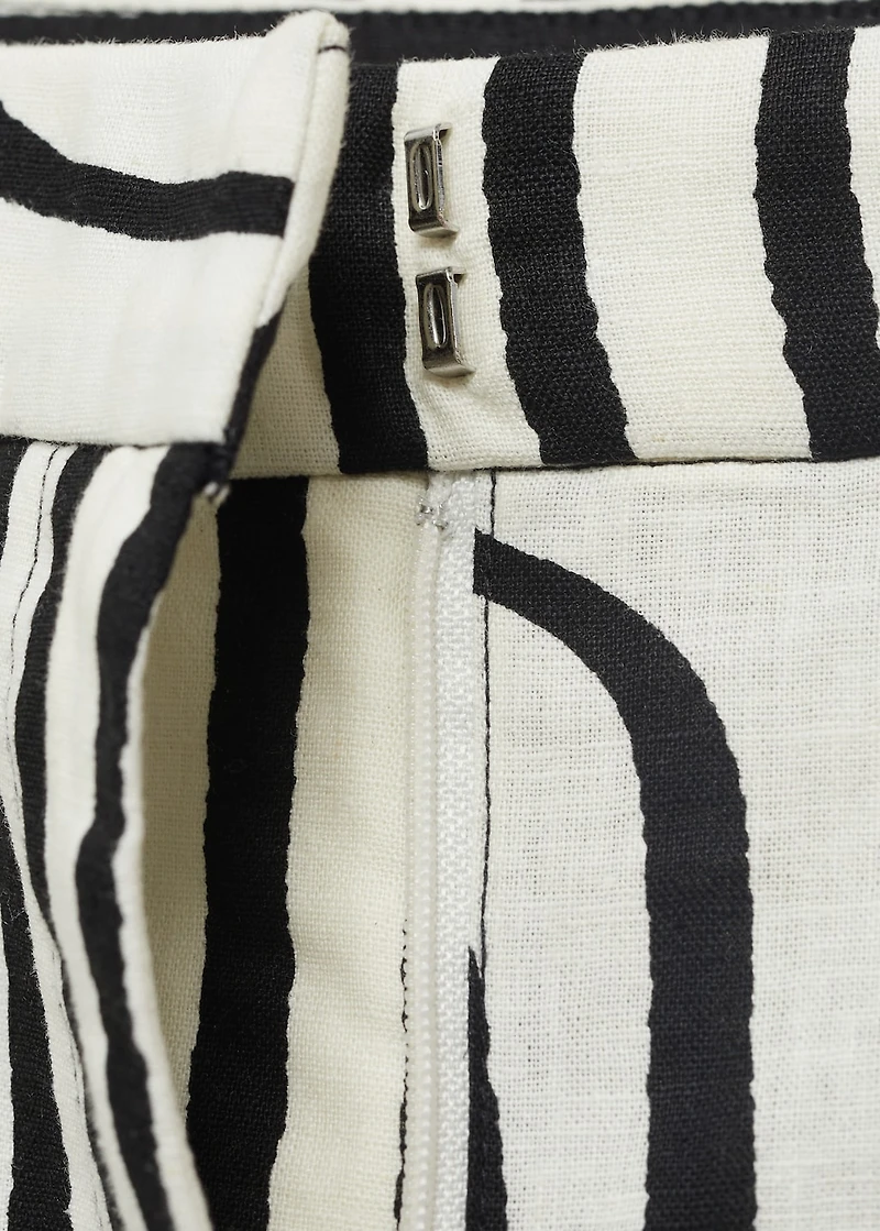 Geometric-print linen pants