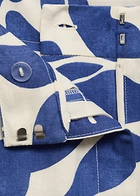 Printed linen-blend pants