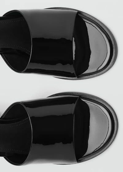 Patent leather high-heeled sandals