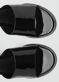 Patent leather high-heeled sandals