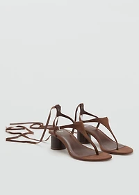 Suede leather heeled sandal
