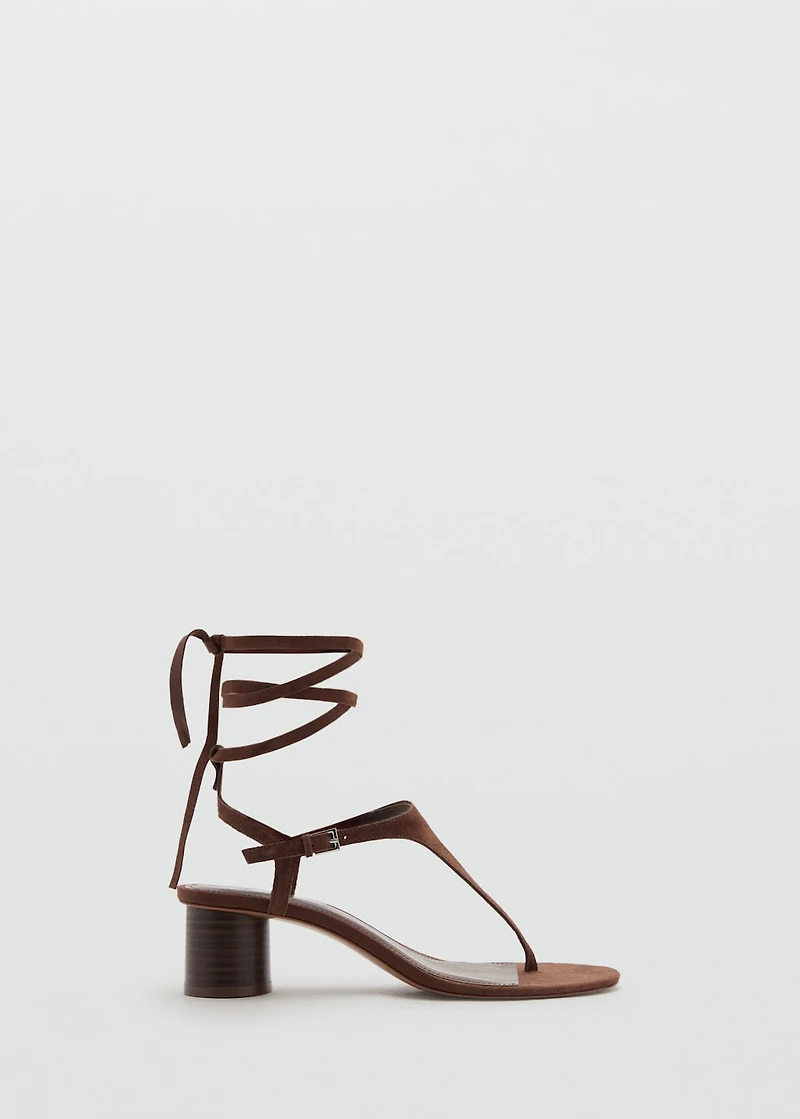 Suede leather heeled sandal