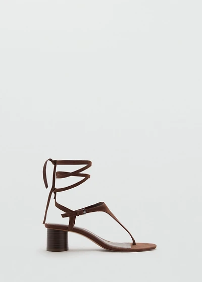 Suede leather heeled sandal