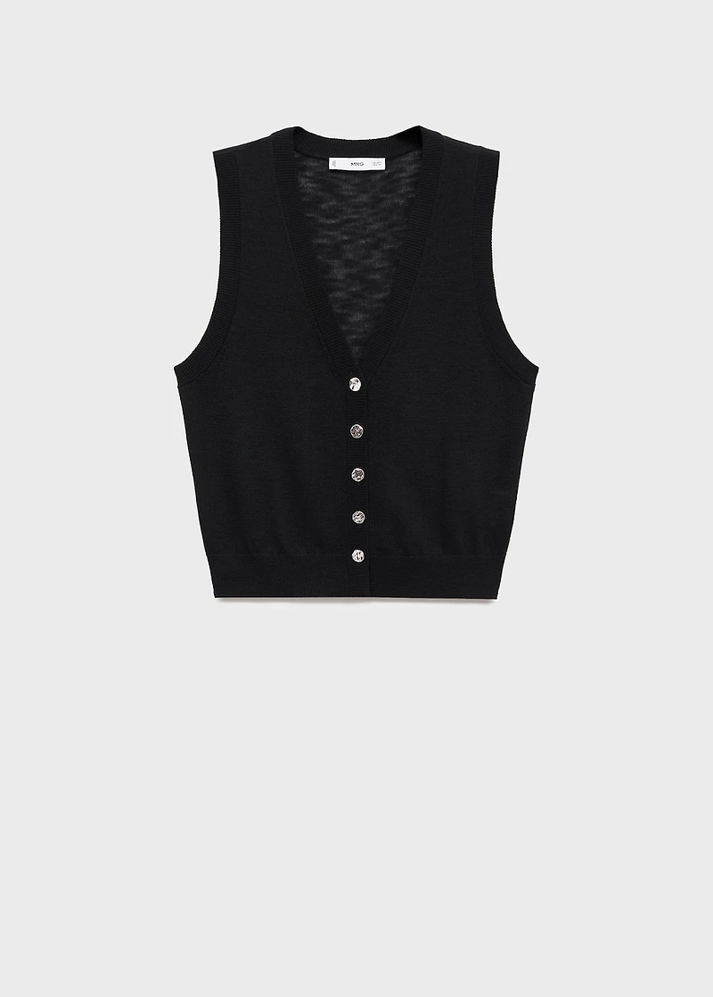 Fine-knit vest with buttons