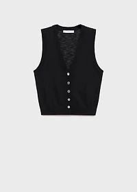 Fine-knit vest with buttons